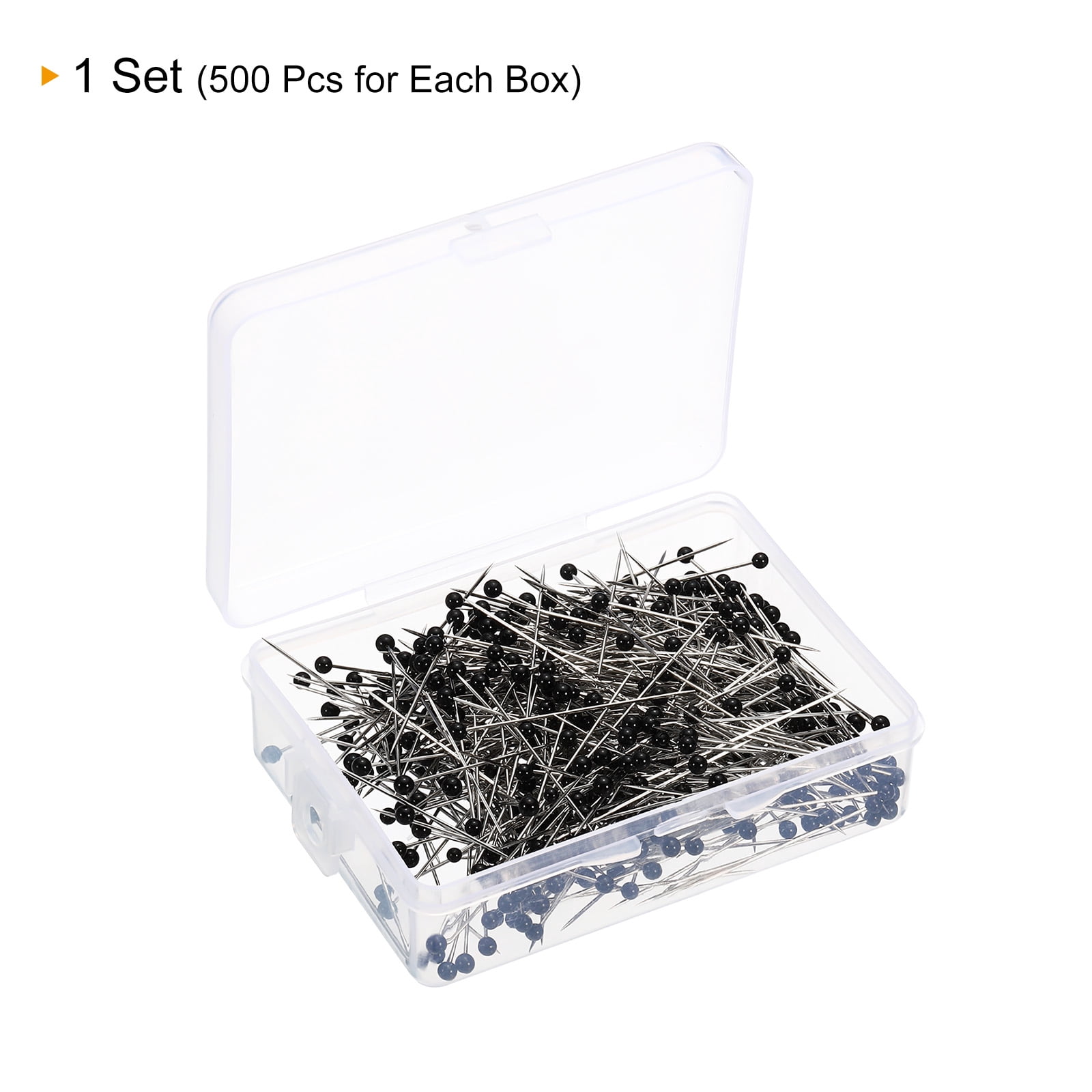 Unique Bargains Sewing Pins Ball Glass Head Straight Quilting Pin Black 500 Pcs