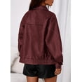 thumbnail image 4 of Abrigo PRETTYGARDEN Chaqueta Bomber de Cuero Sintético Vino Tinto L, 4 of 8