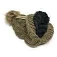 thumbnail image 3 of Urban-Peacock Cable Knit Metallic Beanie Winter Hat with Warm Fleece Lining & Pom Pom - Brown, 3 of 3