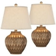 thumbnail image 2 of 360 Lighting Modern Accent Table Lamps 22" High Set of 2 Warm Bronze Geometric Urn Tapered Drum Shade for Living Room Family Bedroom Office, 2 of 8