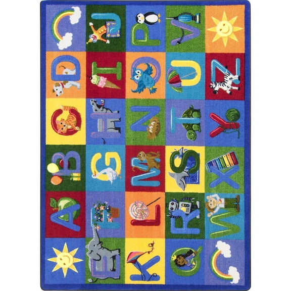 Joy Carpets Kid Essentials Learning Letter Sounds 10'9" x 13'2" Area Rug in Color Multi