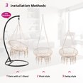 thumbnail image 3 of Hanging Chair,Handwoven Cotton Rope Hammock Cradle Chair with Soft Cushion and Mounting Hardware,330 Pounds Capacity Swing Chair for Bedroom,Living Room,Yard,Garden,Balcony,Indoor/Outdoor,Beige, 3 of 6