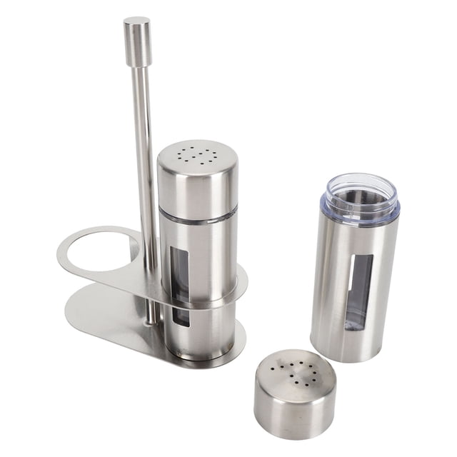 Juego de Salero y Pimentero, De Acero inoxidable, Tarros de Azúcar y Especias Con Soporte de Base, Para Cocina, Restaurante, Claro Para Saber Cuán Llenar