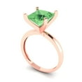 thumbnail image 2 of 3 ct Princess Cut Simulated Green Diamond Solitaire 18K Rose Gold Womens Engagement Ring, 2 of 5