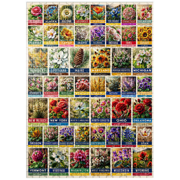 MyPuzzle - State Flowers Series: 50 State Flowers Collage, Vol. 3 - Premium 500 Piece Jigsaw Puzzle for Adults