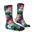thumbnail image 3 of Uemuo Colorful Flowers Pattern Women's Crew Socks, Soft Durable Breathable Moisture-Wicking with Odor Control Cotton socks, 3 of 9