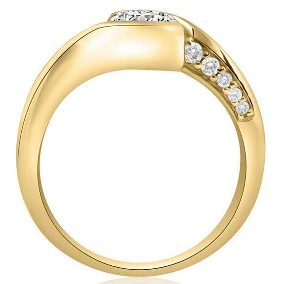 Pompeii 1 1/4Ct Moissanite Bezel Diamond Engagement Ring in 10k White or Yellow Gold