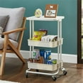 thumbnail image 2 of Alexent 2-Tier Table Top Plastic Storage Trolley Rolling Cart Organizer in White, 2 of 13