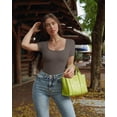 thumbnail image 2 of Women's 2 Piece Bodysuits Sexy Ribbed One Piece Square Neck Short Sleeve Bodysuits, 2 of 3