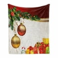 thumbnail image 1 of Christmas Soft Flannel Fleece Blanket, Yule Eve Balls Baubles Ribbon Present Boxes Fir Tree Greeting Celebration Theme, Cozy Plush for Indoor and Outdoor Use, 50" x 60", Multicolor, by Ambesonne, 1 of 6