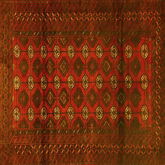Ahgly Company Machine Washable Indoor Square Persian Yellow Traditional Area Rugs, 4' Square