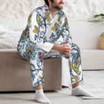 thumbnail image 7 of Fuzoiu Flowers and Butterflies Print Men's Long-Sleeved Pajama,Lounge Button Down Nightwear,Mens Notch Collar Pajama Set -Medium, 7 of 7