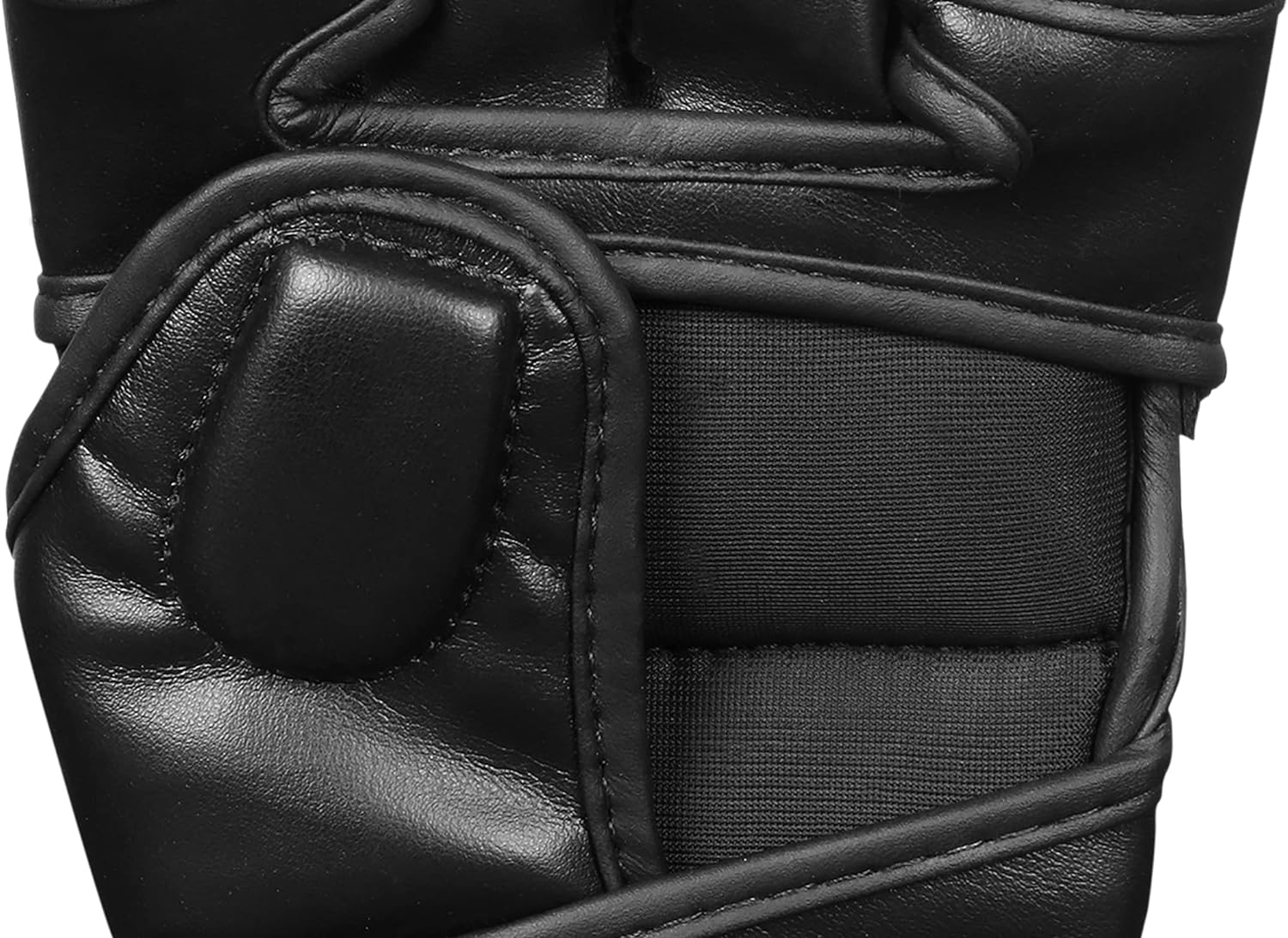 FightX MMA Glove for Adults Grip Wristwrap for Practice Fingerless boxing Gloves (Full Black, L/XL)