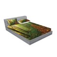 thumbnail image 2 of Ambesonne Nature Fitted Sheet & Pillow Sham Set, Forest Path View, Queen, Green Yellow, 2 of 2