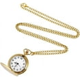 thumbnail image 3 of Set of 2 Classic Retro Pocket Watch with Chain for Men and Women, Arabic Numerals Scale Quartz Pocket Watch, 3 of 7