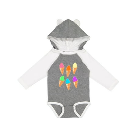 

Inktastic Rainbow ice cream cones Gift Baby Boy or Baby Girl Long Sleeve Bodysuit