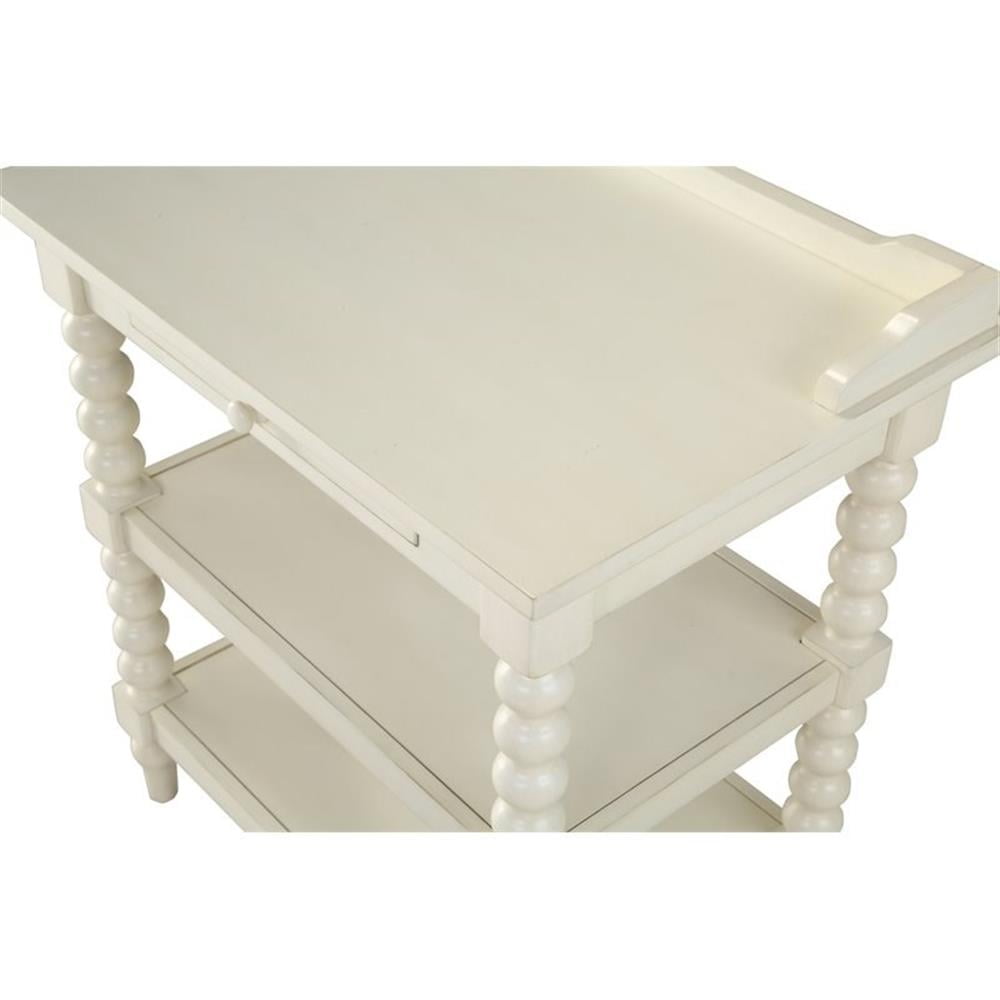 Home Square Wood Turned Leg Storage Nightstand in Antique White - Set of 2