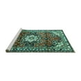 thumbnail image 2 of Ahgly Company Machine Washable Indoor Rectangle Medallion Turquoise Blue Traditional Area Rugs, 5' x 7', 2 of 4