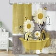 thumbnail image 3 of Yellow Daisy Flower Shower Curtain, Farmhouse Floral and Butterfly in Bathtub Shower Curtains for Bathroom, Rustic Country Abstract Geometric Floral Bath Decor Bathtub Set with 16 Hooks 70X70in, 3 of 6