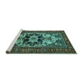 thumbnail image 2 of Ahgly Company Machine Washable Indoor Square Oriental Turquoise Blue Industrial Area Rugs, 3' Square, 2 of 4