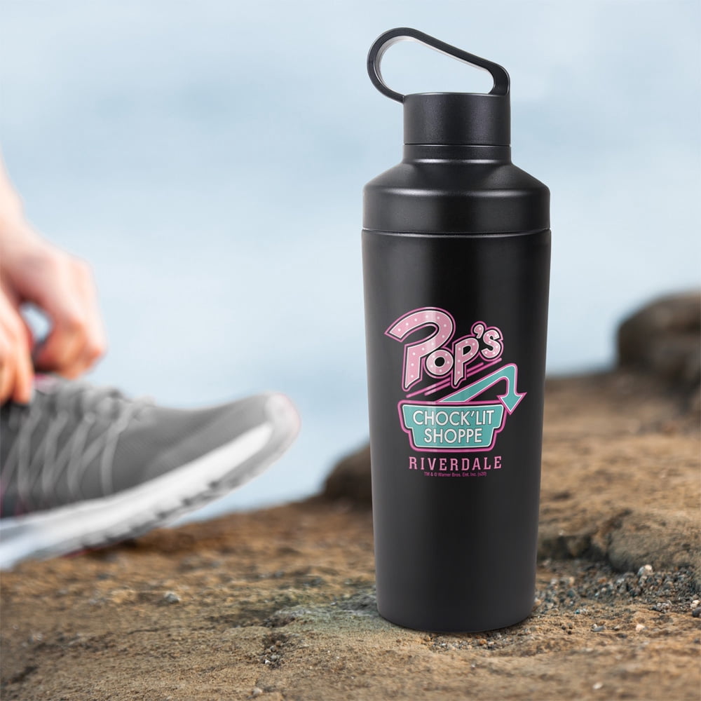 Riverdale Official Riverdale Pops Chock'Lit Shoppe Pattern 18 oz Insulated Water Bottle, Leak Resistant, Vacuum Insulated Stainless Steel with 2-in-1 Loop Cap
