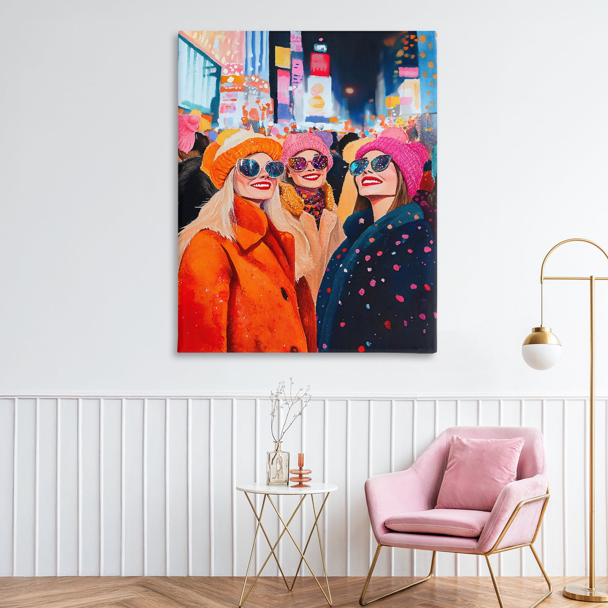 Stupell Industries New Year's Girls in City Canvas Wall Art, design by LSR Design Studio