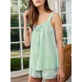 thumbnail image 3 of SUNSIOM Ensemble de Shorts 2 Pcs pour Femmes, Rayé, Col Rond, Sans Manches, Taille Élastique, Tenues de Détente, 3 of 8