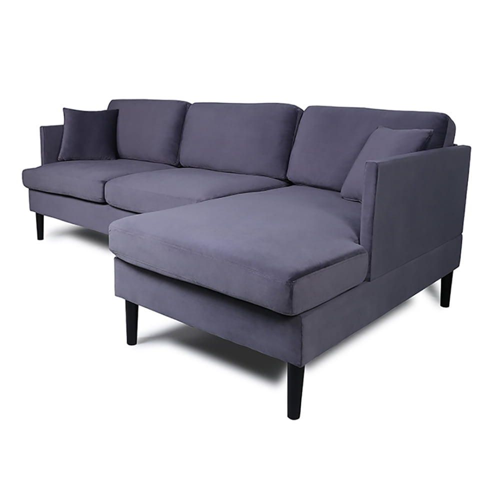 Kepooman Modern L-Shaped Convertible Sectional Sofa Bed for Small Space Living Room, Velvet Facing, Gray Kepooman Modern L-Shaped Convertible Sectional Sofa Bed for Small Space Living Room, Velvet Facing, Gray