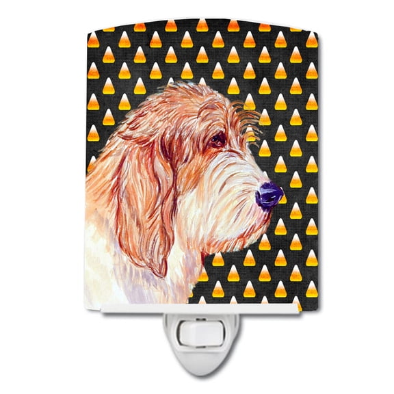 Caroline's Treasures LH9047CNL Petit Basset Griffon Vendeen Candy Corn Halloween Portrait Ceramic Night Light, 6x4x3",