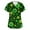 Green #101, variant on St Patricks Day Scrub Tops for Women Clover V Neck Irish Workwear Shamrock Short Sleeve Holiday Nursing Uniform with Pockets Fluorescent Green 3XL