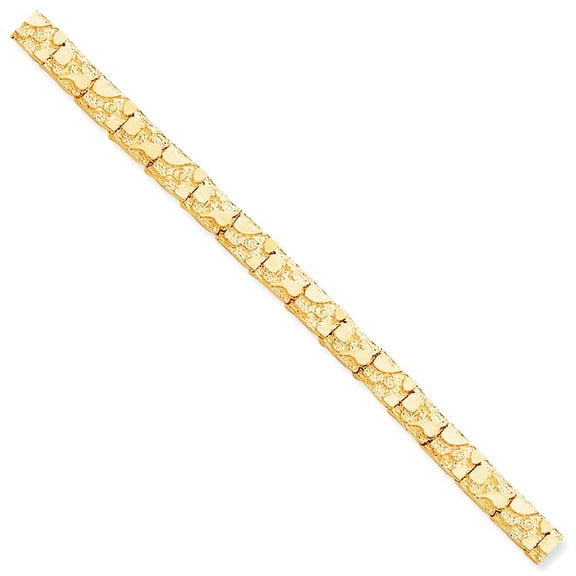 10k Yellow Gold Solid Polished Fold-over 7.0mm NUGGET Bracelet 8 Inch Link Bracelet for Women