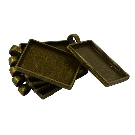 EHJRE 6Pcs Blank Rectangle Bezel Frame Base for 25x37 mm Cabochon Necklace Pendant