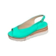 thumbnail image 2 of Miluxas Women's Peep Toe Slingback Buckle Leather Wedge Low Heel Pumps Shoes Mint Green 6(37), 2 of 9