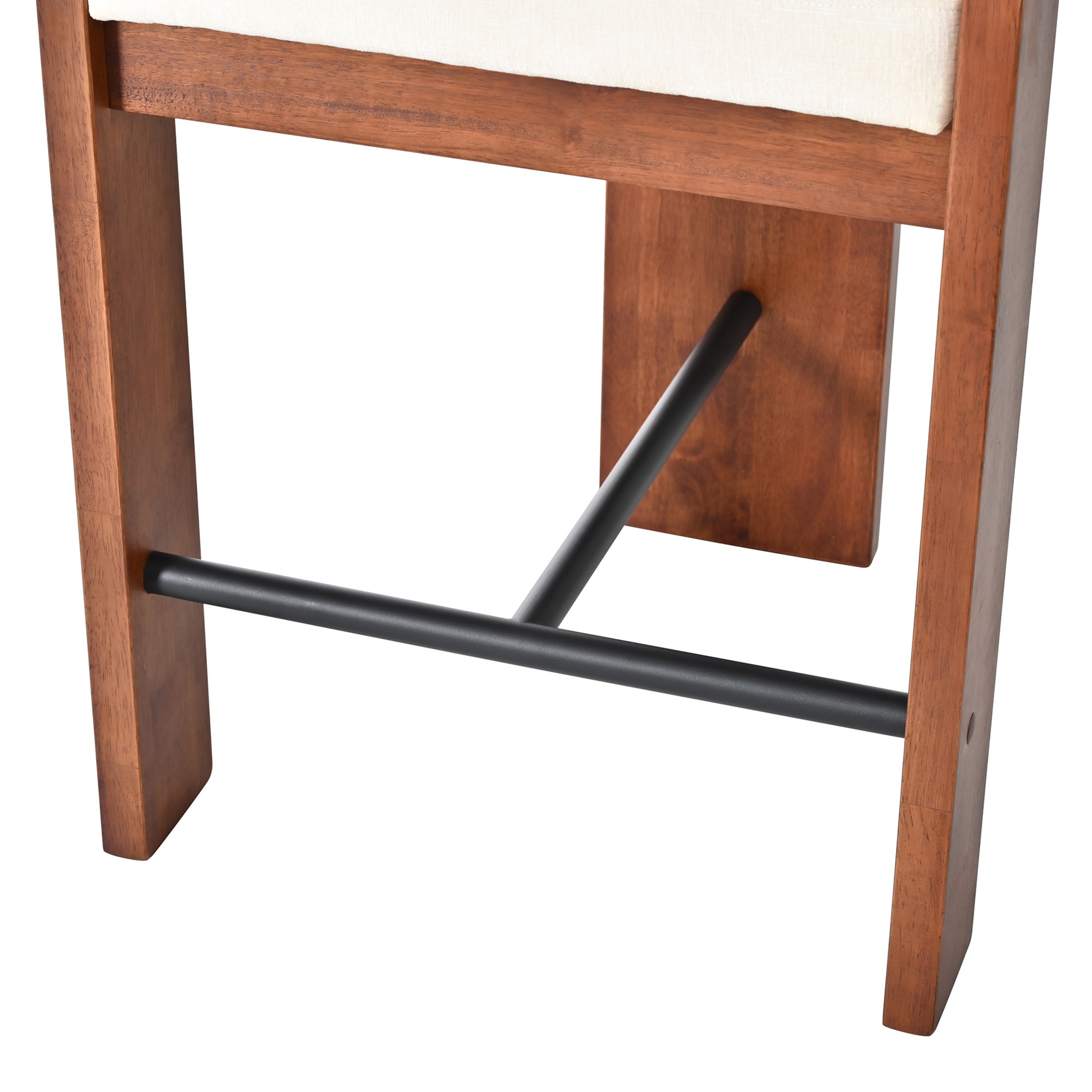 Christopher Knight Home Modern Wood Curved Counter Stools with Beige Upholstery, Dark Brown, Set of 4