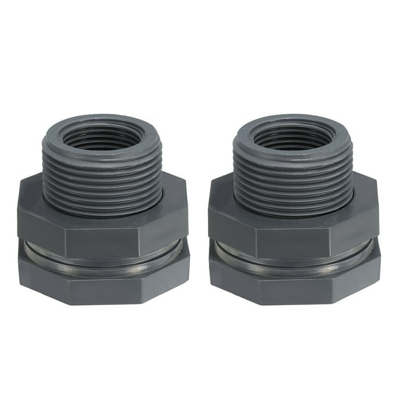 Uxcell Bulkhead Fitting NPT 3/4' Water Tank Connector Gray 2Pcs
