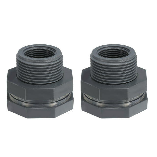 Conector de tanque de agua Uxcell Bulkhead Fitting NPT 3/4' Gris 2Pcs