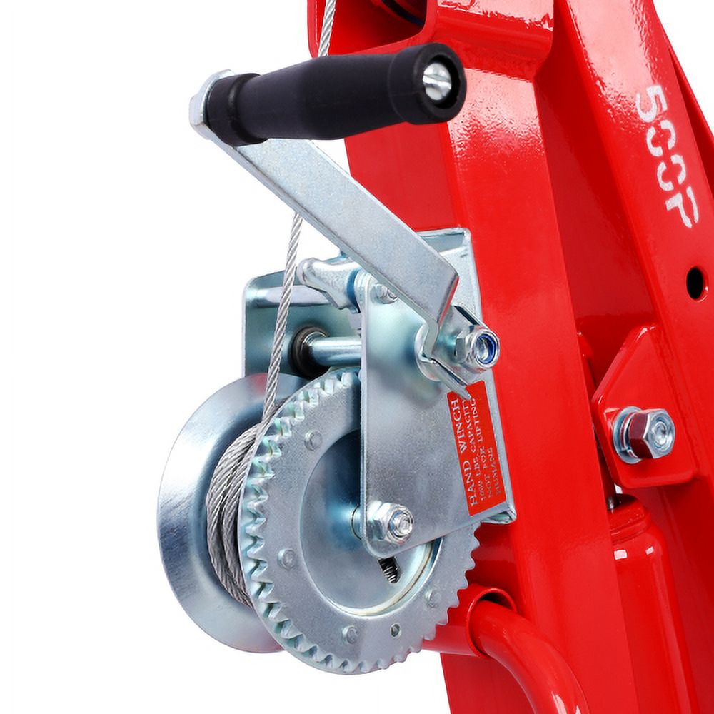 500Lb Pickup Truck Hydraulic PWC Dock Jib Engine Hoist Crane Hitch Mount Lift 2" Hitch Mount, Red