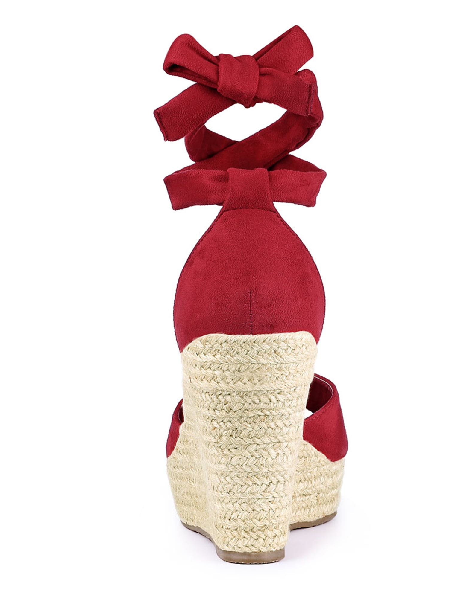 DARING DIVA Women's Espadrilles Tie Up Ankle Strap Wedges Sandals Red 9