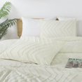 thumbnail image 3 of Ivory Comforter Set King Size, Boho Soft Warm Tufted Bedding Comforter Sets for King Size Bed, 3 Pieces Aesthetic Chevron Farmhouse Cute Bohemian Textured Bedding Set, 3 of 7