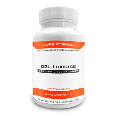 Pure Science DGL Licorice Root 500mg - Contains 3% Glycyrrhiza Glabra Root - Supports Digestive & Respiratory Function - 50 Deglycyrrhizinated Licorice Vegetarian