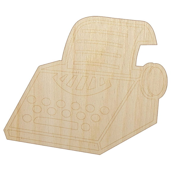 Old Typewriter Icon for Novels Books and Letters Wood Shape Unfinished Piece Cutout Craft DIY Projects - 4.70 Inch Size - 1/8 Inch Thick