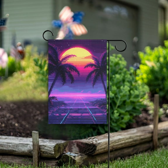 Yayeee Garden Flag 12" x 18" Double Sided Outdoor Yard Lawn Holiday Decorations, Pink Digital Art