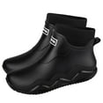 thumbnail image 2 of Adult Unisex Non-Slip Waterproof PVC Ankle Rain Boots - Black Knit Cuff Durable Easy On/Off for Daily Errands, Gardening & Dog Walking,Size 42, 2 of 5
