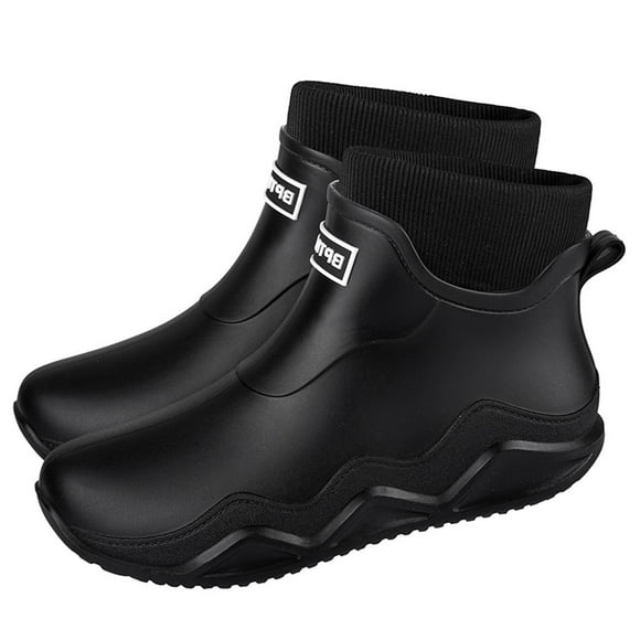 Unisex Couple Fashion Casual Letter Rain Boots Short Water Shoes Low Top Rubber Rain Boots