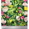 thumbnail image 1 of Soimoi Cotton Duck Fabric Flower & Leaves Watercolor Print Fabric by the Yard 42 Inch Wide, 1 of 1