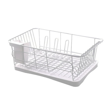 TABLZONE Kitchen Basket White Dish Drainer Rack for Household Use with Ventilated Storage and Space Saving