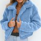 thumbnail image 1 of Abrigo informal de manga larga sin capucha para mujer, chaqueta de lana artificial cálida con cremallera, abrigo de invierno, 1 of 7