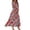 Deep Red, variant on WTOBBY Women's Floral Print V-Neck 3/4 Sleeve A-Line Beach Dress, Casual Maxi Sundress with Flowy Skirt for Summer Vacation,Gray XL