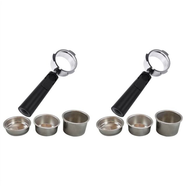 2 piezas de accesorios para cafeteras con filtro sin fondo de 51 mm, accesorios para cafeteras domésticas, mango hueco