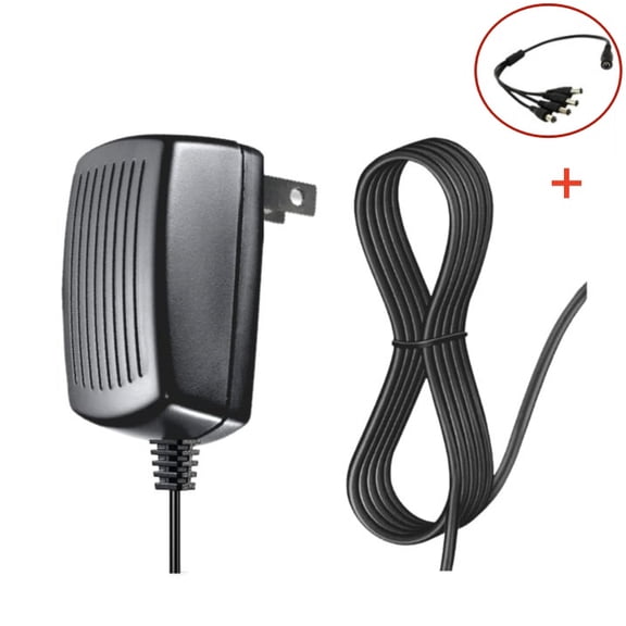 Onerbl 4-Plug Splitter Power Cord Cable Compatible with CCTV Security Camera DSC-SWP2A-12 100-240VAC to 12V DC 2A OD 5.5mm ID 2.1mm Power Supply Adapter